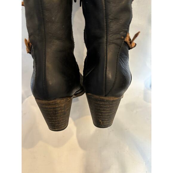 Holding Horses Anthropologie Tall Boots Leather Size 38 Black Made in Spain - Picture 5 of 7